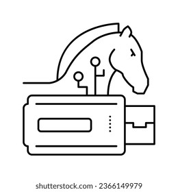 vector de icono de línea de virus troyano. signo de virus troyano. símbolo de contorno aislado ilustración negra