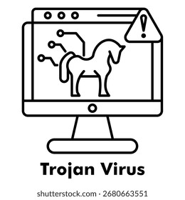 Ilustração do vetor do ícone de contorno de vírus do cavalo de Troia