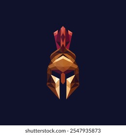 Trojan Warrior head geometric helmet logo design