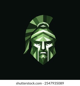 Trojan Warrior Head geometric logo design