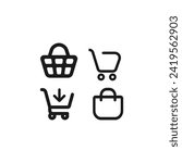  troli and shoping bag E-Commerce Icons vector design