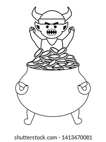 Troll cartoon with viking helmet design vector illustration