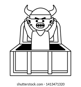Troll cartoon with viking helmet design vector illustration