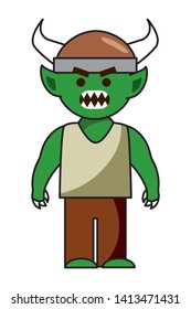 Troll cartoon with viking helmet design vector illustration