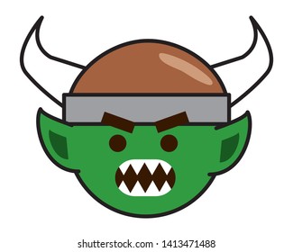 Troll cartoon with viking helmet design vector illustration