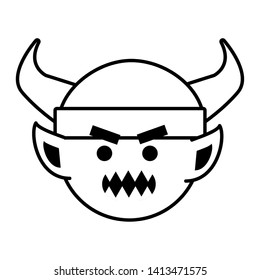 Troll cartoon with viking helmet design vector illustration