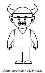 Troll cartoon with viking helmet design vector illustration