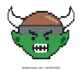 Troll cartoon with viking helmet design vector illustration