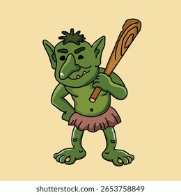 Troll with a club icon clipart avatar logotype isolated illustration