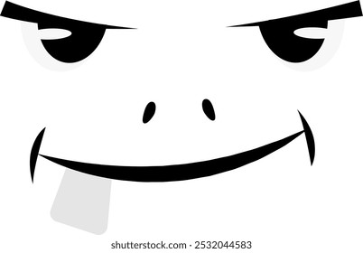 Troll funny face. Smiling monster black icon
