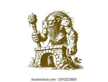 troll hand drawn sketch vector