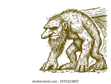 troll hand drawn sketch vector