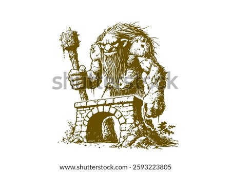 troll hand drawn sketch vector