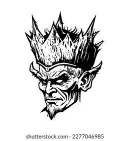 troll head line art hand drawn illustration