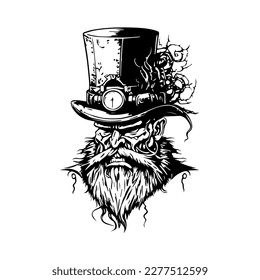 troll head line art hand drawn illustration