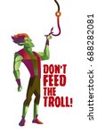 troll ogre monster taking bait from hook poster