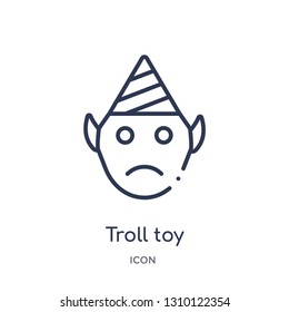 troll toy icon from toys outline collection. Thin line troll toy icon isolated on white background.
