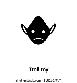 Troll toy icon vector isolated on white background, logo concept of Troll toy sign on transparent background, filled black symbol