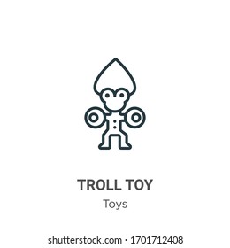 Troll toy outline vector icon. Thin line black troll toy icon, flat vector simple element illustration from editable toys concept isolated stroke on white background