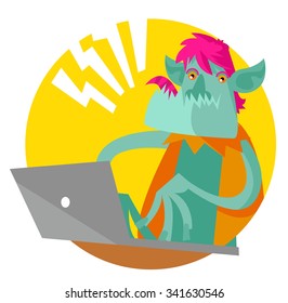 troll using a laptop