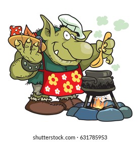 Troll-chef. Isolated cartoon character. Vector illustration