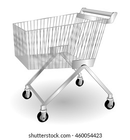 Trolley 3d for shopping. Shopping carts. Retail Equipment. Vector illustration on a white background.