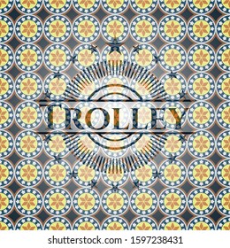 Trolley arabic badge. Arabesque decoration.