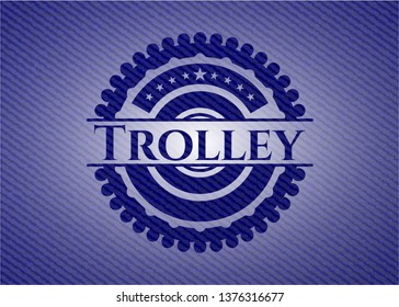 Trolley badge with denim background