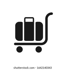 Trolley bag, baggage simple black isolated vector icon. Luggage glyph symbol.