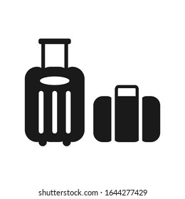 Trolley bag, baggage simple black isolated vector icon. Luggage glyph symbol.