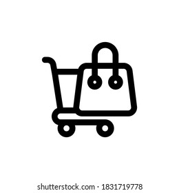 Trolley bag store shopping Icon, Logo, Vector