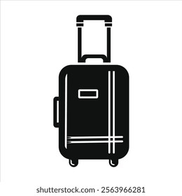 Trolley bag vector silhouette illustration black color and white background 