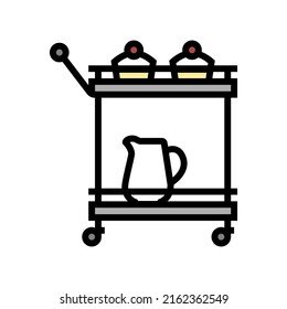 Trolley Bar Cart Color Icon Vector. Trolley Bar Cart Sign. Isolated Symbol Illustration