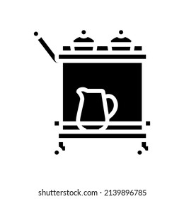 Trolley Bar Cart Glyph Icon Vector. Trolley Bar Cart Sign. Isolated Contour Symbol Black Illustration