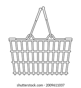 Trolley basket vector outline icon. Vector illustration supermarketart cart on white background. Isolated outline illustration icon of trolley basket .