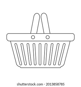 Trolley basket vector outline icon. Vector illustration supermarketart cart on white background. Isolated outline illustration icon of trolley basket .