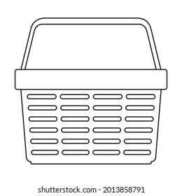 Trolley basket vector outline icon. Vector illustration supermarketart cart on white background. Isolated outline illustration icon of trolley basket .