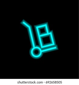 Trolley blue glowing neon ui ux icon. Glowing sign logo vector