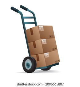 Trolley box and cardboard pile vector illustration, graphic element for logistics, shipping, cargo and expedition business purposes