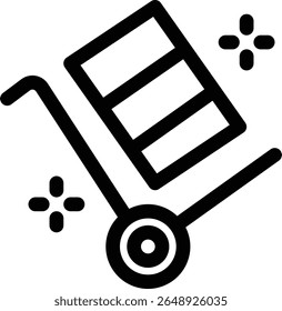 Ícone de caixa de carrinho com linha e estilo simples
