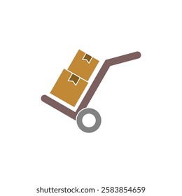 trolley with box icon, simple flat style, illustration, logo sign symbol pictogram template, for ui or ux isolated on white for mobile app, editable