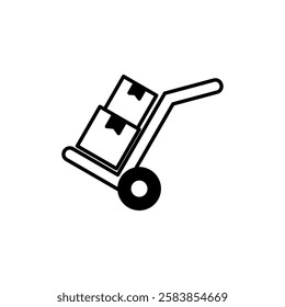 trolley with box icon, simple flat style, illustration, logo sign symbol pictogram template, for ui or ux isolated on white for mobile app, editable