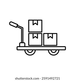 trolley with box icon, simple flat style, illustration, logo sign symbol pictogram template, for ui or ux isolated on white for mobile app, editable
