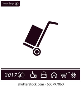 Trolley with box, vector illustration