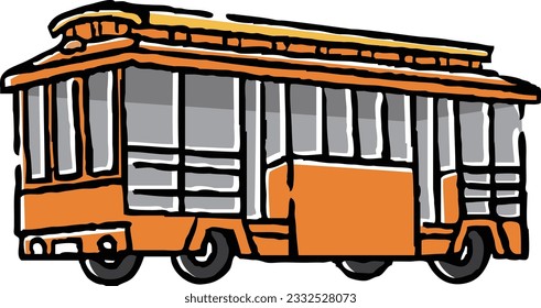 Trolley bus Hand-drawn line drawing Illustration