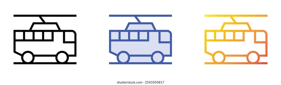 trolley bus icon. Linear, Blue Fill and Gradient Style Design Isolated On White Background