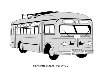 trolley bus silhouette on white background