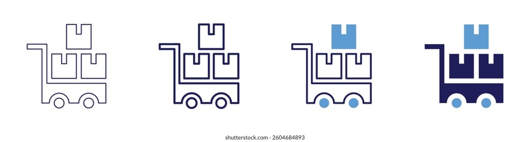 Trolley car icon in 4 different styles. Thin Line, Line, Bold Line, Duotone. Duotone style. Editable stroke.