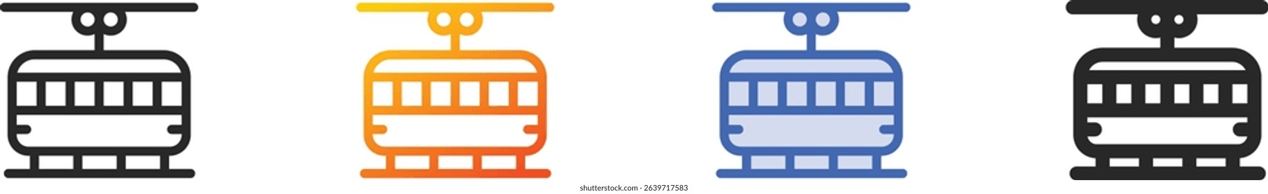trolley car icon.Thin Linear, Gradient, Blue Stroke and bold Style Design Isolated On White Background