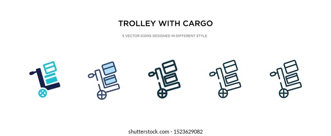 trolley with cargo icon in different style vector illustration. two colored and black trolley with cargo vector icons designed in filled, outline, line and stroke style can be used for web, mobile,